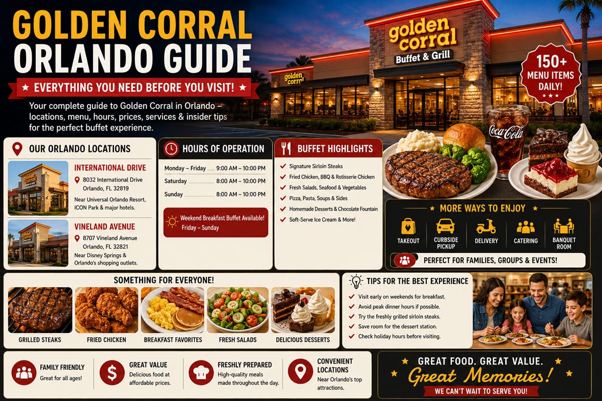 Golden Corral Orlando guide with buffet locations hours services and menu highlights
