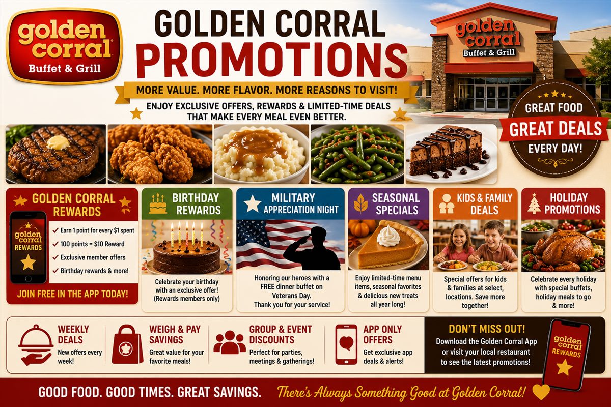 Golden Corral promotions seasonal deals and Rewards offers